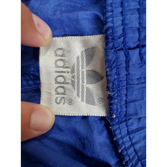Vintage Adidas Mens XXL 2XL Spell Out Logo Blue Nylon Athletic Shorts Drawstring - Picture 7 of 7
